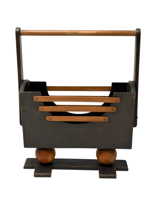 1930s Art Deco Magazine Rack, Black Lacquered Beech, Dutch Design